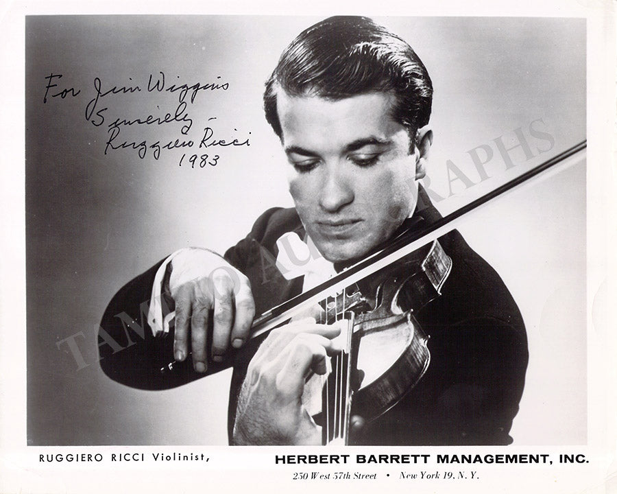 Ruggero Ricci Autograph Signed Photograph 1983 – Tamino