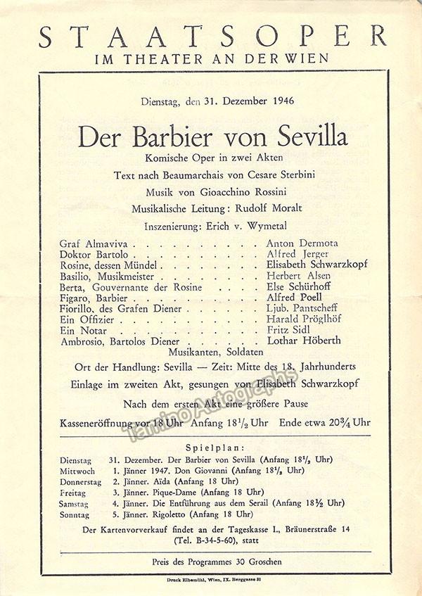 Vienna State Opera - Program Lot 1945-1955 - Tamino