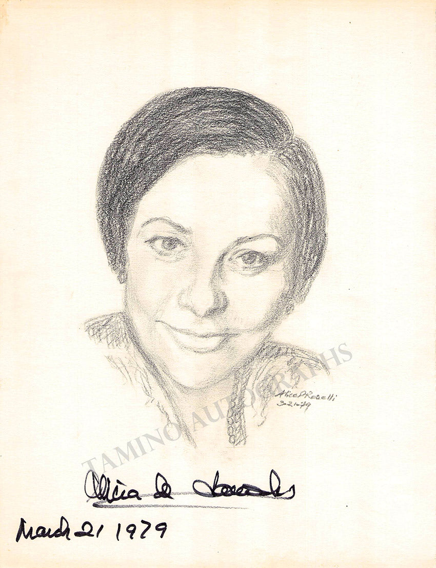 De Larrocha, Alicia - Set of 3 Signed Drawings