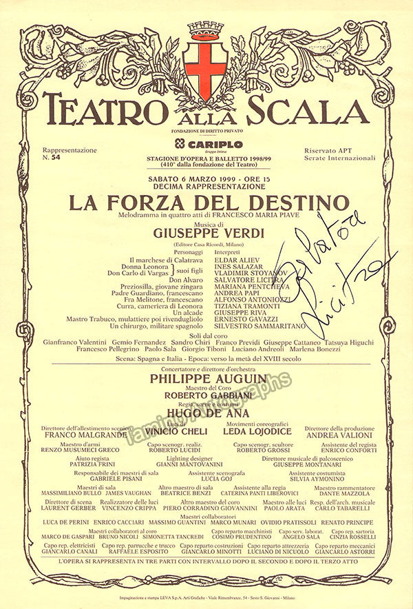 Licitra, Salvatore - Signed Playbill