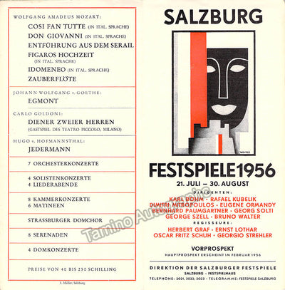 Salzburg Festival - Festival Brochure 1956