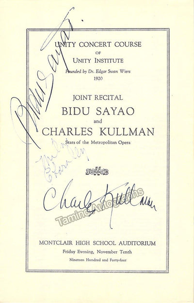 Sayao, Bidu - Kullman, Charles - Double Signed Program 1944