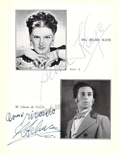 Kaye, Selma - De Luca, Libero - Double Signed Program