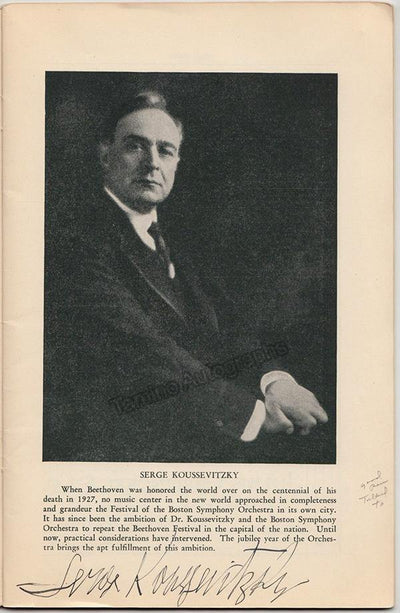 Koussevitzky, Serge - Signed Program Washington 1930