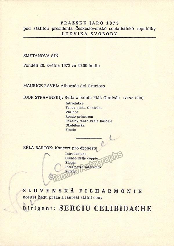 Celibidache, Sergiu - Signed Program Prague 1973