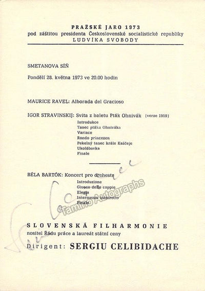 Celibidache, Sergiu - Signed Program Prague 1973