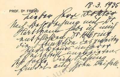 Freud, Sigmund - Autograph Letter Signed 1935