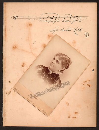 Scalchi, Sofia - Cabinet Photo and Autograph Musical Quote Signed 1886