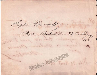 Cruvelli, Sofia - Treffz, Henriette - Signed Album Page and AMQS 1853