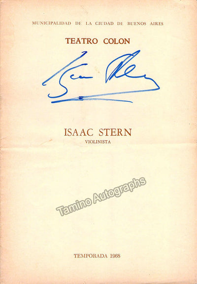 Stern, Isaac - Signed Program Teatro Colon, Buenos Aires 1968