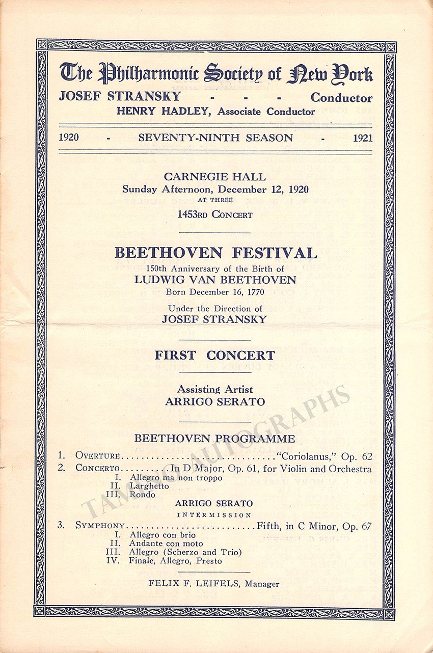 Violin Concert Program Violinist Programs - Lot of 5 Carnegie Hall Concert Programs 1918-1922 ...