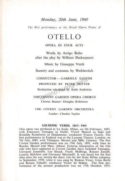 Taddei, Giuseppe - Santini, Gabriel & Others (Otello 1960)