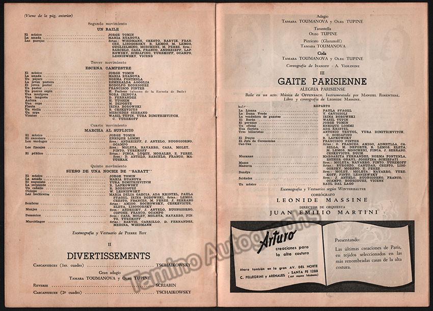 Toumanova, Tamara - Massine, Leonide - Program Teatro Colon 1953 - Tamino