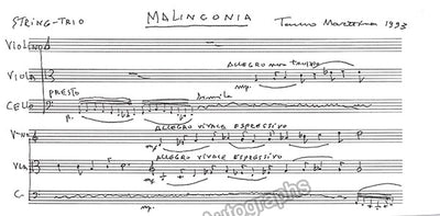 Marttinen, Tauno - Autograph Music Quote Signed 1993