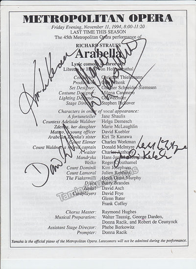 Te Kanawa, Kiri - McIntyre, Donald - McLaughlin, Marie - Ketelsen, Hans-Joachim - Kuebler, David - Program with Multiple Signatures