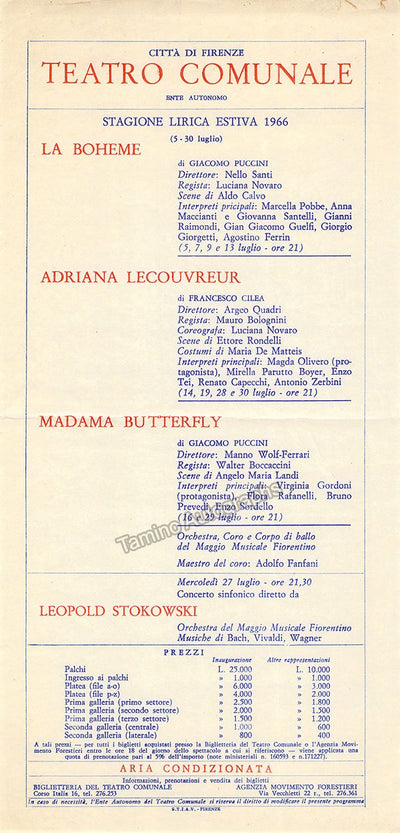 Teatro Comunale di Firenze - Season Playbill 1966