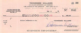 Williams, Tennessee - Signed Check 1978