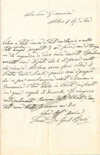 De Giuli Borsi, Teresa - Autograph Letter Signed