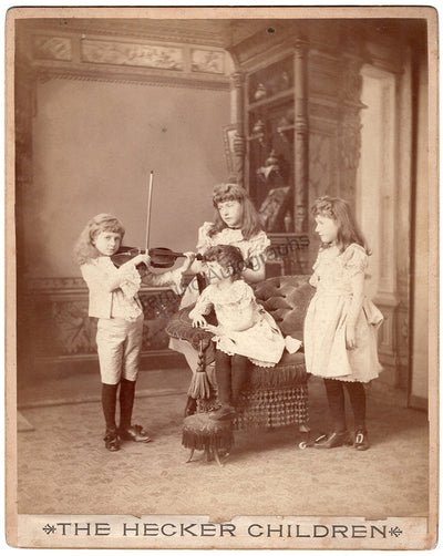 Hecker Children - Large Vintage Cabinet Photo