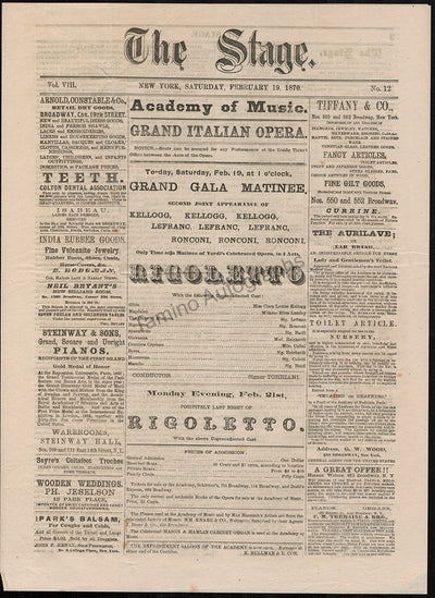 Rigoletto - Academy of Music Program 1870