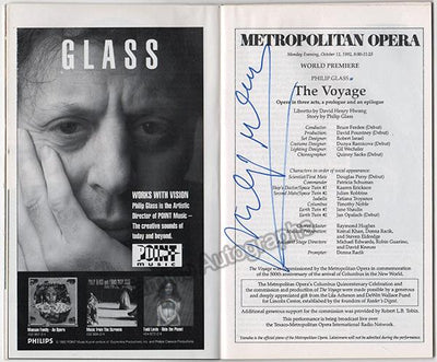 Glass, Philip - Signed Program World Premiere of "The Voyage" 1992