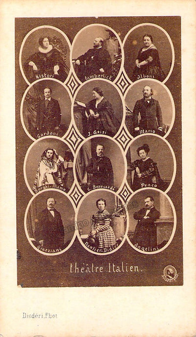 Theatre Italien in Paris - CDV Collage of several nineteenth century performers