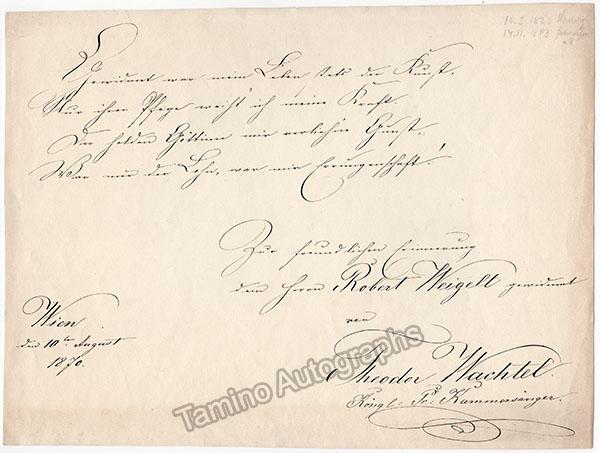 Wachtel, Theodor - Large Signed Album Page 1870 - Tamino