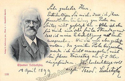 Leschetizky, Theodor - Signed Note with Portrait 1899