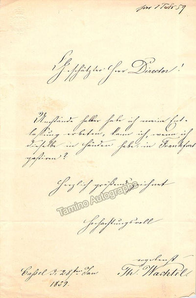 Wachtel, Theodor - Autograph Note Signed 1859