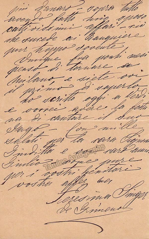 Theresia Singer Autograph Letter Signed – Tamino