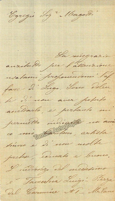 Wilmant, Tieste - Autograph Letter Signed 1881