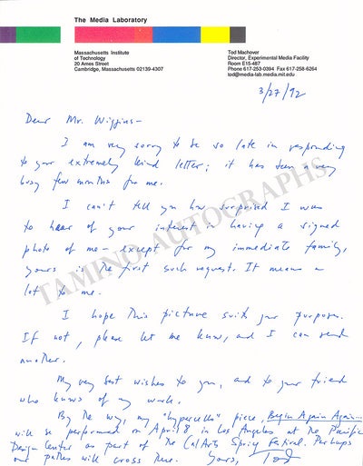 Machover, Tod - Autograph Letter Signed 1992