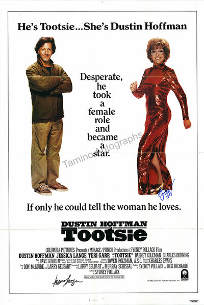 Hoffman, Dustin - Lange, Jessica - Double Signed Poster in "Tootsie"