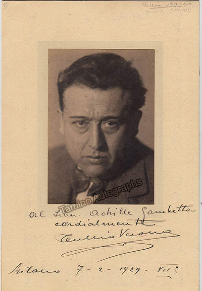 Verona, Tullio - Signed Photograph 1929