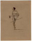 Nijinsky, Vaslav -  Signed Contract-Receipt and Drawing 1917
