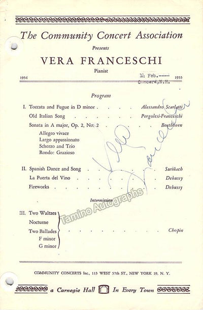 Franceschi, Vera - Signed Program New York 1955