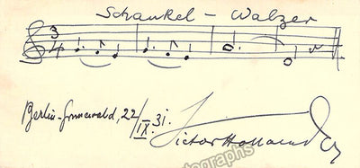 Hollaender, Victor - Autograph Music Quote Signed 1931