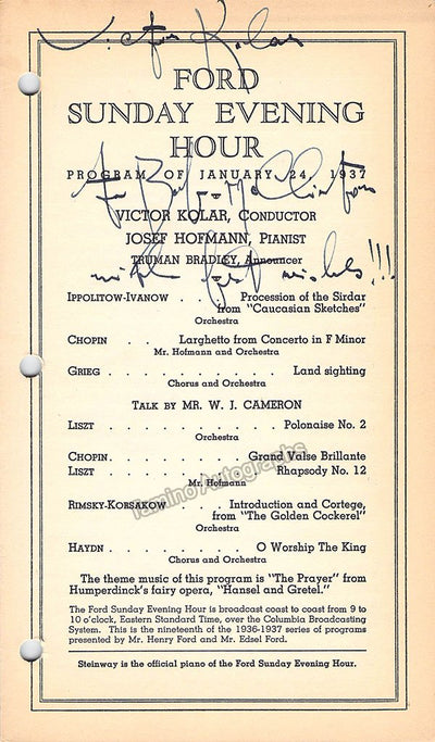 Kolar, Victor - Signed Program 1937