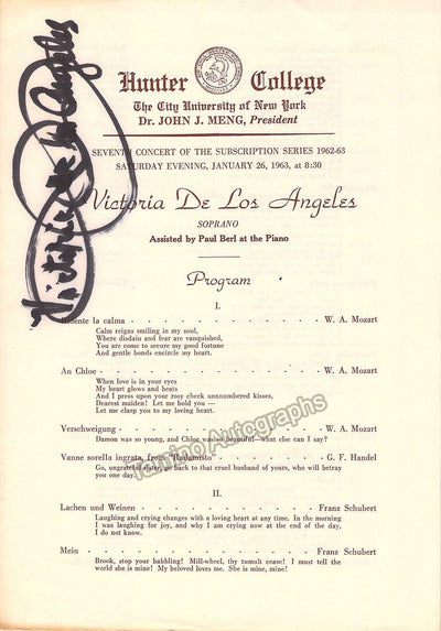 De los Angeles, Victoria - Signed Program New York 1963