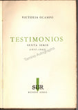 Ocampo, Victoria - Signed Book "Testimonios - 6a Serie"