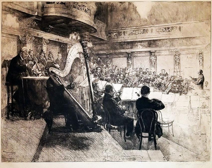 Vienna Philharmonic 1926 - Large Original Etching by Ferdinand Schmutzer - Tamino