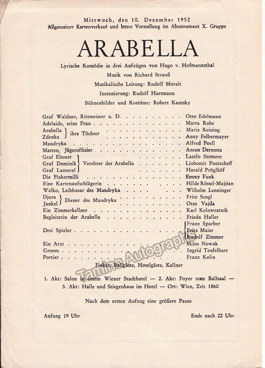 Vienna State Opera - Program Lot 1947-1955 – Tamino Autographs