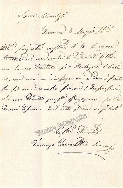 Quintili-Leoni, Vincenzo - Autograph Note Signed