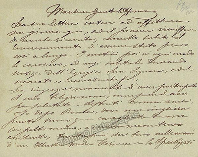 Capri, Vittorio - Autograph Note Signed 1884