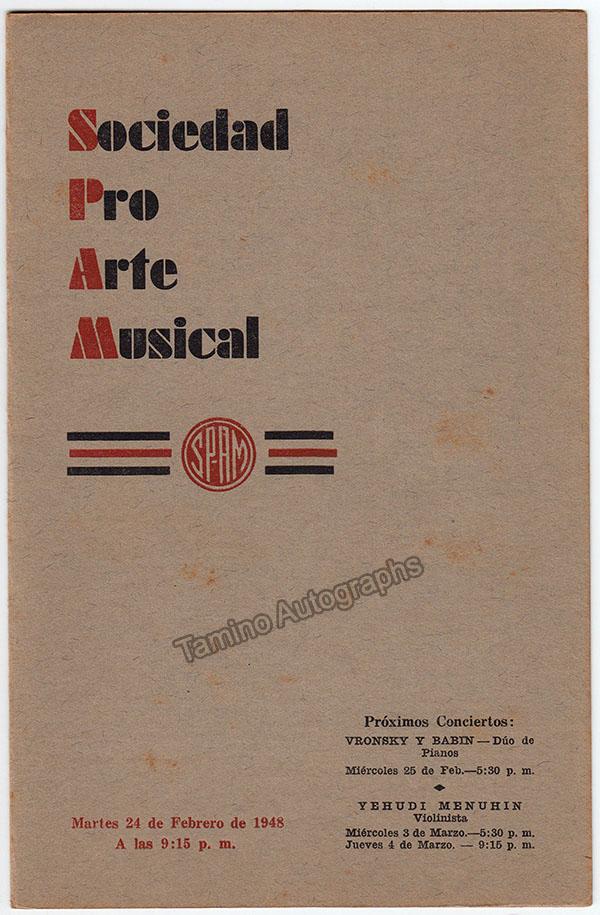 Vronsky, Vitya - Babin, Victor - Signed Program Havana 1948 - Tamino