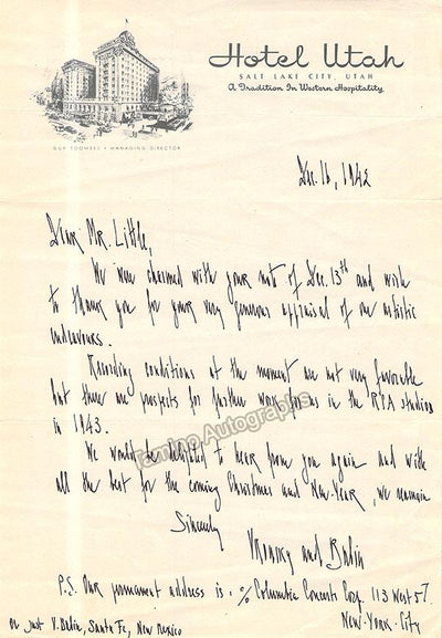 Vronsky, Vitya - Babin, Victor - Autograph Letter Signed 1942