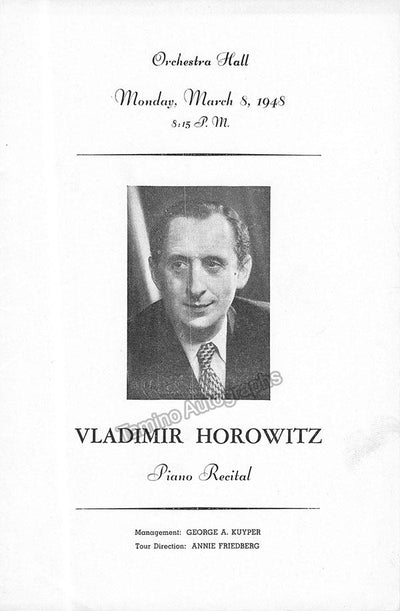 Horowitz, Vladimir - Concert Program 1948