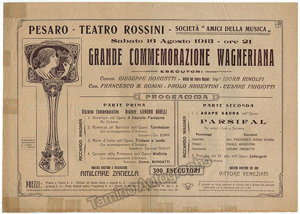 Wagner, Richard - Set of 2 Centennial Concert Programs Pesaro 1913 - Tamino