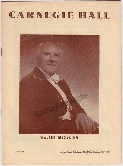 Gieseking, Walter - Program Carnegie Hall 1955