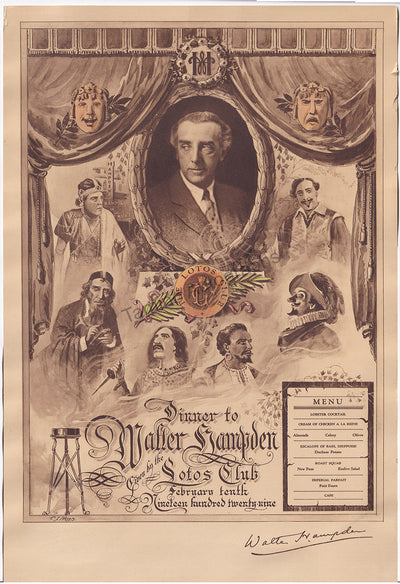 Hamden, Walter - Signed Lotos Club Menu